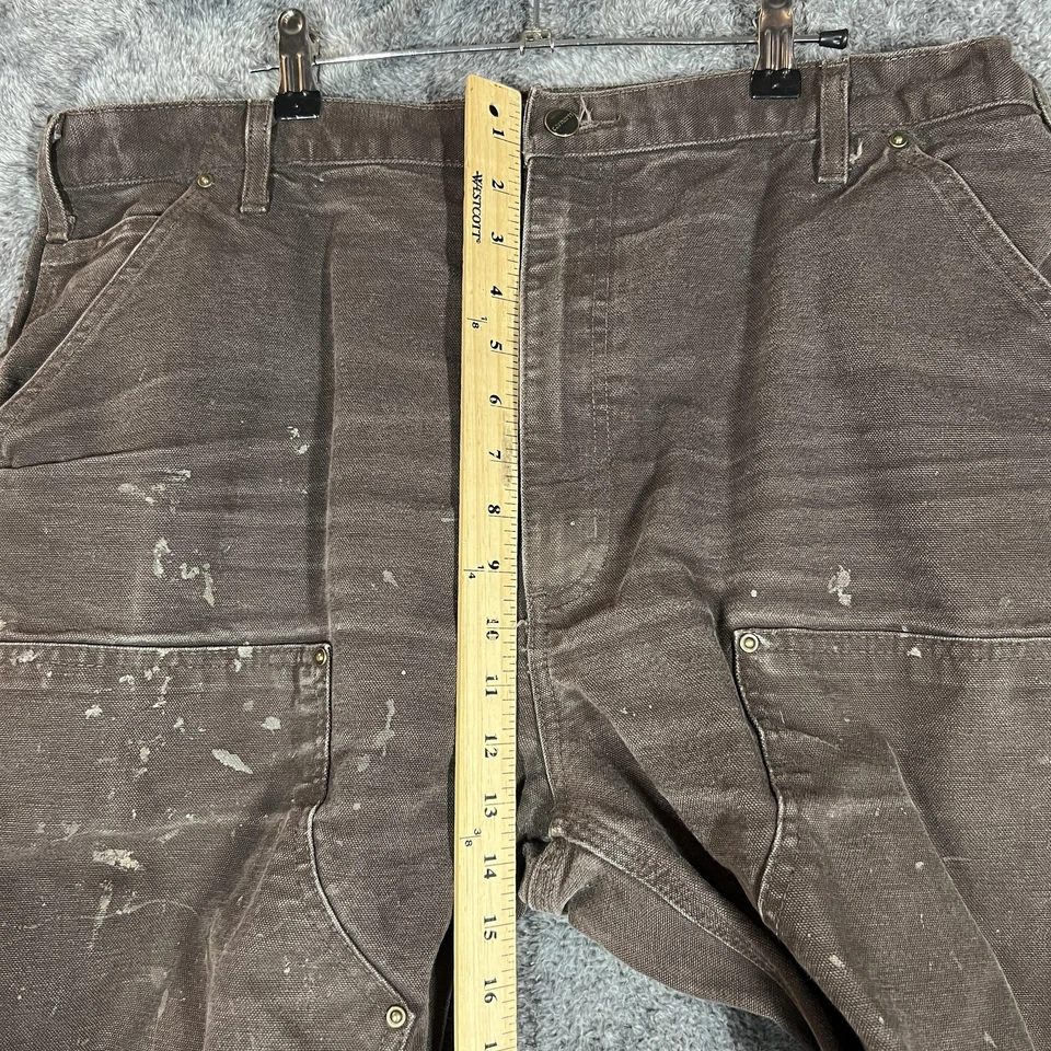 Pantalones Carhartt Doble Rodilla Para Hombre 38x34 Marrón Ropa de Trabajo Pato B136 DKB Calce Suelto Foto 4 de 4