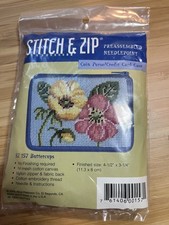 Stitch Zip Needlepoint Kit Coin Purse Card Case SZ157 Buttercups