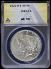 1922-D $1 Peace Silver Dollar ANACS AU 58