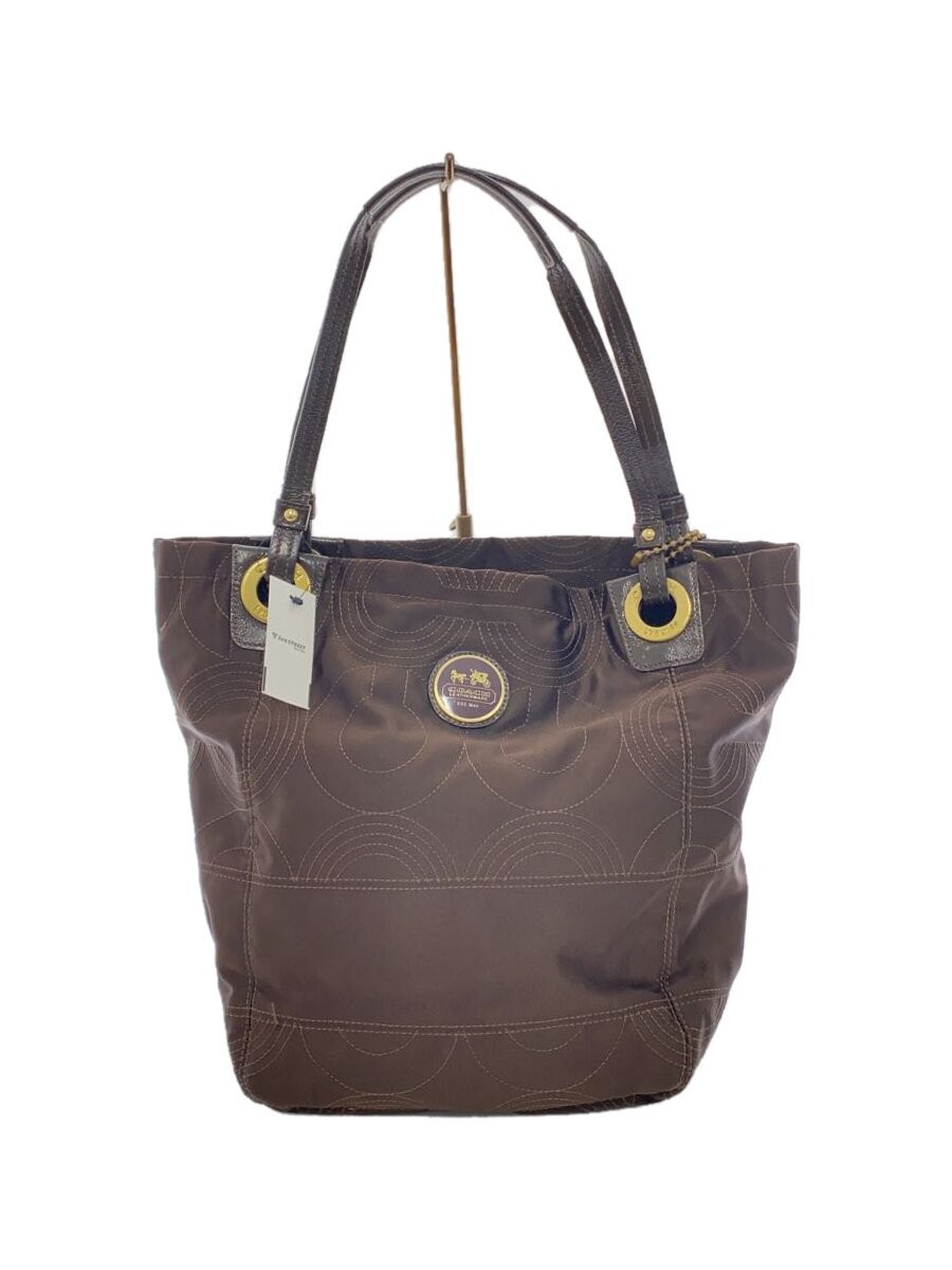 COACH Brown Leather Tote Bag with Gold Accents BRW 14276