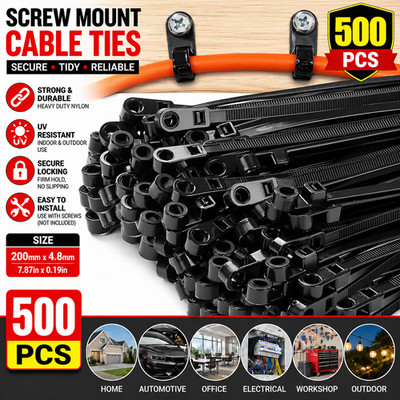 Schraubbefestigung Kabelbinder schwarz Nylon Zip Wraps Wandbefestigung Drahtclips strapazierfähig