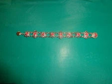 Premier Designs Silvertone Red Cabochon Ornate Magnet Clasp Bracelet