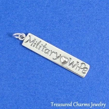 925 Sterling Silver Military Wife Charm - Army Navy Pendant Jewelry NEW