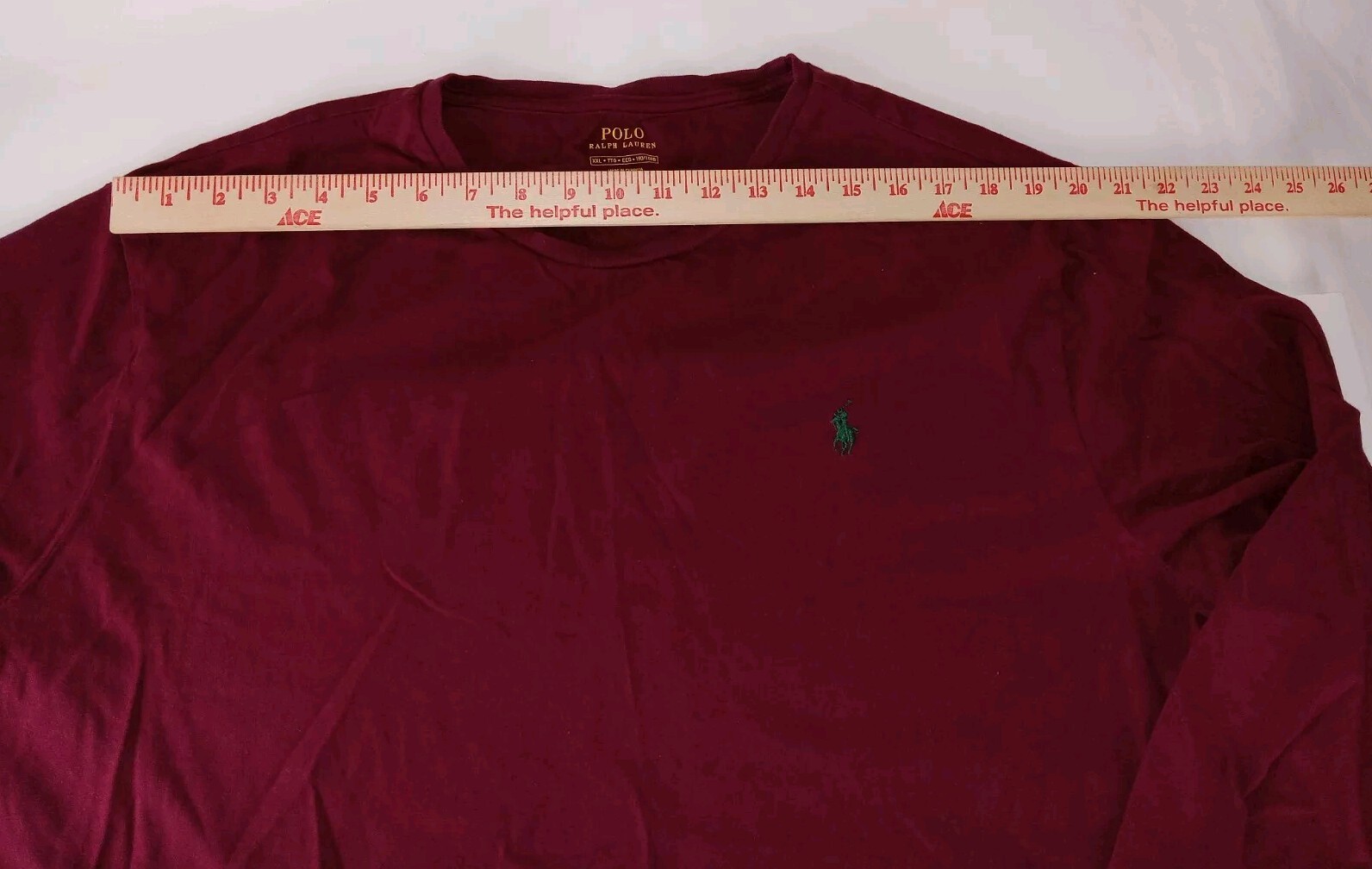 Polo Ralph Lauren Uomo XXL Borgogna Basic T shirt Verde Pony Logo Manica Lunga