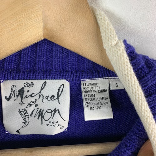Michael Simon Sweater Christmas Snowman/Snowflakes Purple/White Multi Size S - Picture 7 of 7