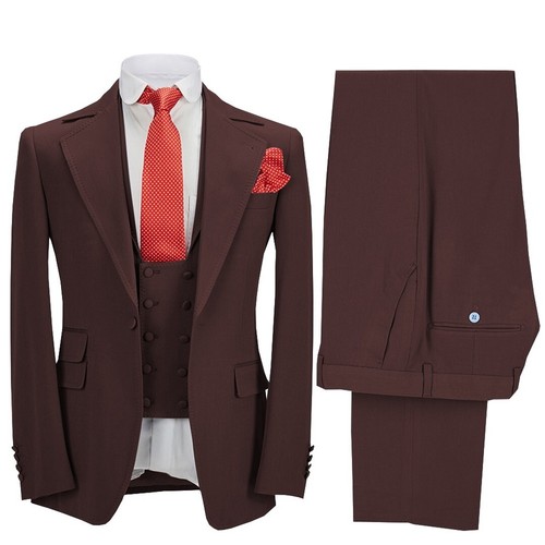 2024 Men's Formal Wedding Suits Single Breasted Slim Fit Office Jacket Pant Vest - Picture 24 of 25