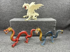 2009 SAFARI LIMITED LOT 3 DRAGON FIGURES 1 GLOW IN THE DARK 2 RED  BLUE W/ GOLD