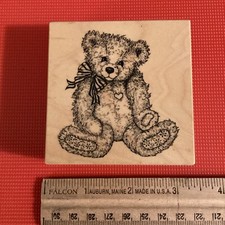 BO, PSX Design Rubber Stamps, Teddy Bear With Heart And Bow Tie