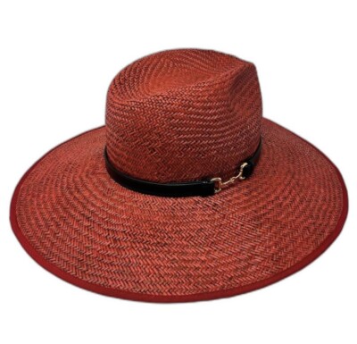 Gucci Horsebit Red Straw Hat M UK
