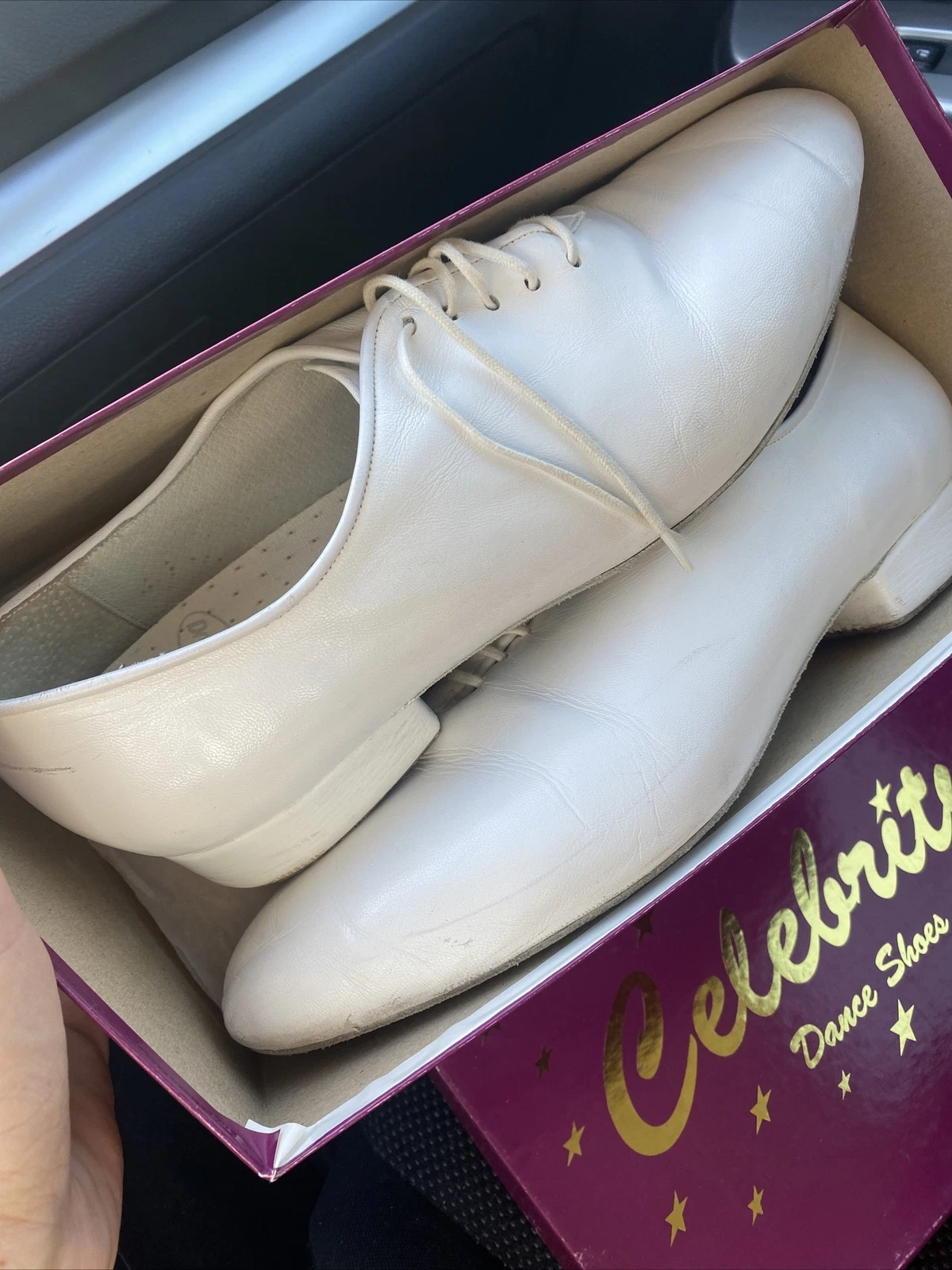CHAUSSURES DE DANSE VINTAGE HOMME EN CUIR BLANC ENFANT par Celebrity Taille 12 Dior 1” talon