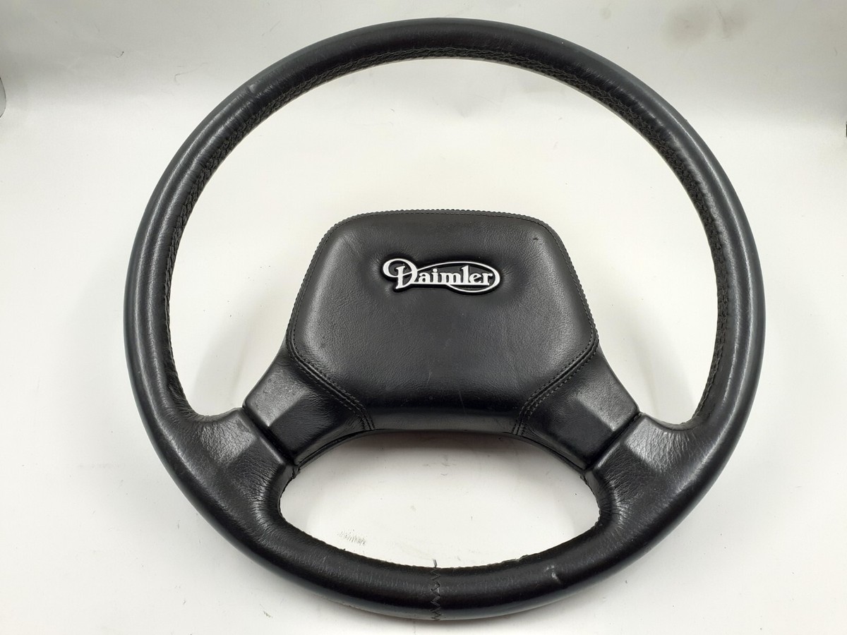 JAGUAR DAIMLER XJ40 XJ6 STEERING WHEEL LEATHER STITCHED HORN PUSH