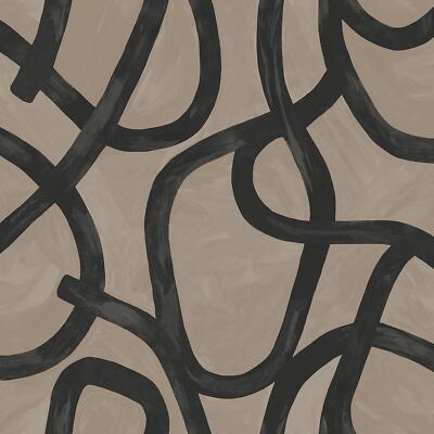 Holden Decor Linear Swirl Taupe Schwarz Tapete Modern Modern Feature Wand