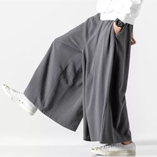 Mens Cotton Linen Casual Pants Large Wide Leg Pants Loose Fit Trousers Solid - Picture 15 of 21