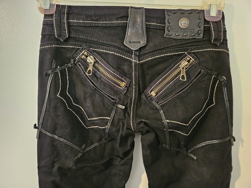 ANTIK Denim Damenjeans schwarzer Stil WOS2934 Gr. 25 mit schwarzen Lederakzenten neu mit Etikett - Bild 4 von 11