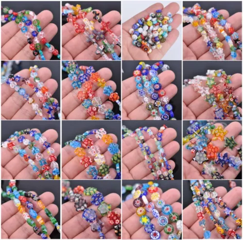 Millefiori Lampwork Glass Loose Spacer Beads Charms Findings Random Mixed Colors - Picture 3 of 73