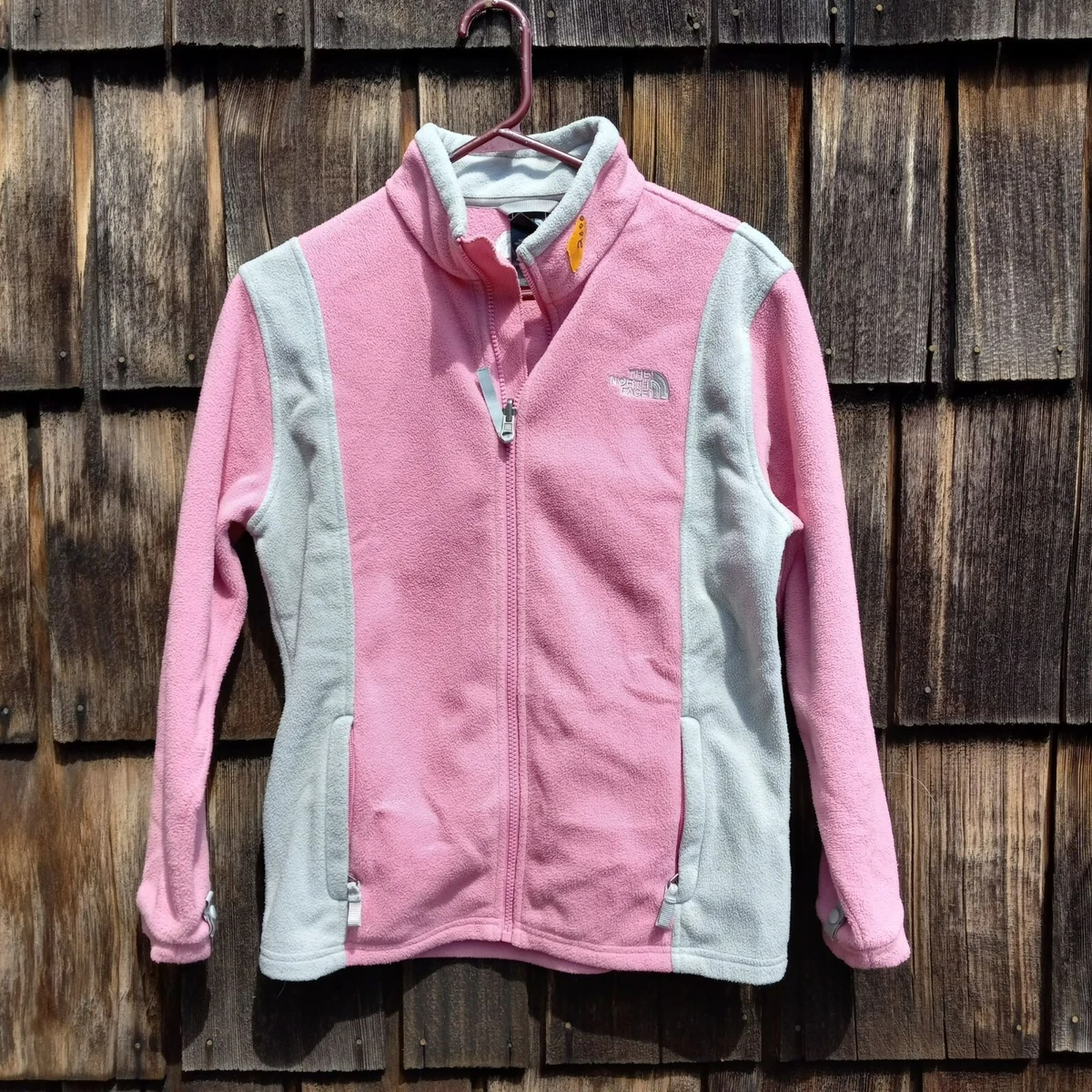 Girls North Face Pink Gray Full Zip Fleece Jacket Size Youth