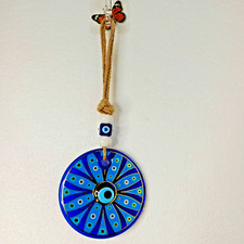 Glass Blue Evil Eye Wall Hanging Ornament Decor Handmade Home Gifts Beautiful