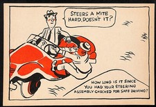 Magruder Motor Chrysler Plymouth Glasgow, MT Funny Wheel Alignment Lg Postcard
