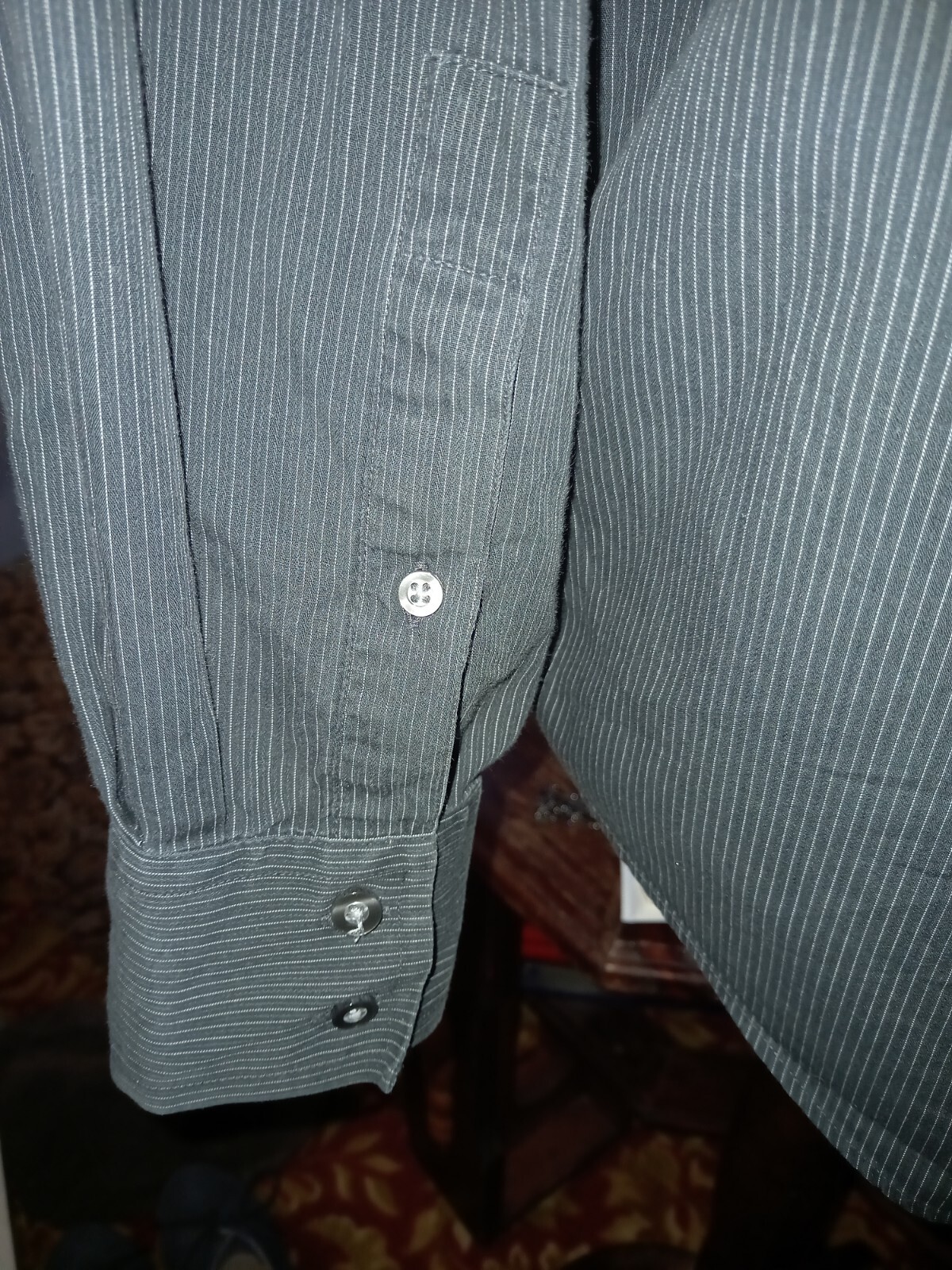 Camicia da uomo Yves Saint Laurent nera bianca a righe maniche lunghe con bottoni taglia L