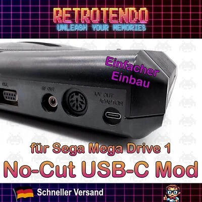 RETROTENDO Sega Mega Drive USB-C No-Cut Clean Power Mod 3D Print