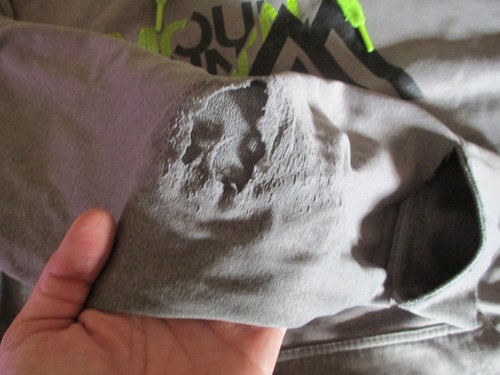 NORTH FACE HOODIE MEN XXL GRAY GREEN PULLOVER HOOD FADED HOLES WORN THRASHED - Picture 8 of 13