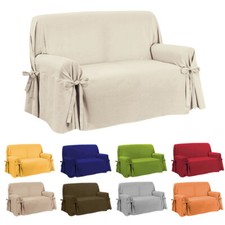 Copridivano Fiocco 1 2 3 4 Posti Cotone Tinta Unita Salva Divano Colori Sarani