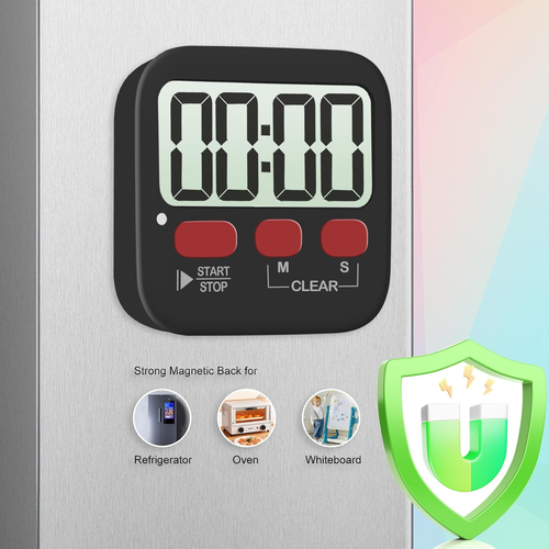 Antonki Confezione da 2 Timer Digitale per Bambini, Conto alla Rovescia Magnetico Timer Cucina per Coo - Foto 4 di 12