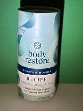 Body Restore Shower Bombs "RELIEF" 6 pk Aromatherapy Fresh Eucalyptus 5.3 oz
