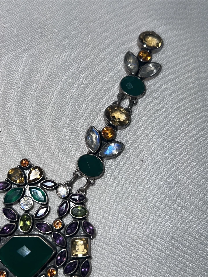 NICKY BUTLER RAJ Limited 48/400 Multi Gemstone NB Necklace 925 Sterling Silver - Image 4 of 4