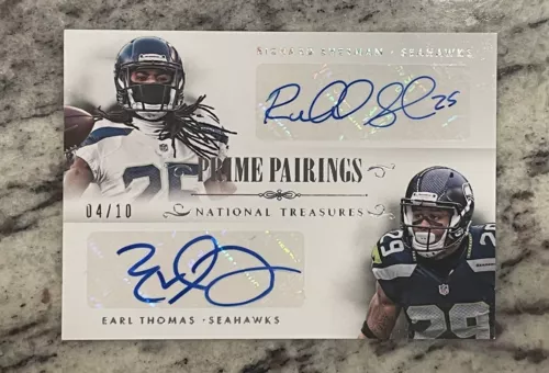 2015 Panini National Treasures Richard Sherman Earl Thomas Dual Autograph /10