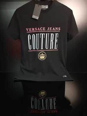 VERSACE JEANS COUTURE LOGO PRINT T SHIRT-BLACK. | eBay