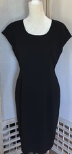 VintageLIZ CLAIBORNE Black SHEATH DRESS 6 Knee Length Cap Sleeve Fully Lined Y2K