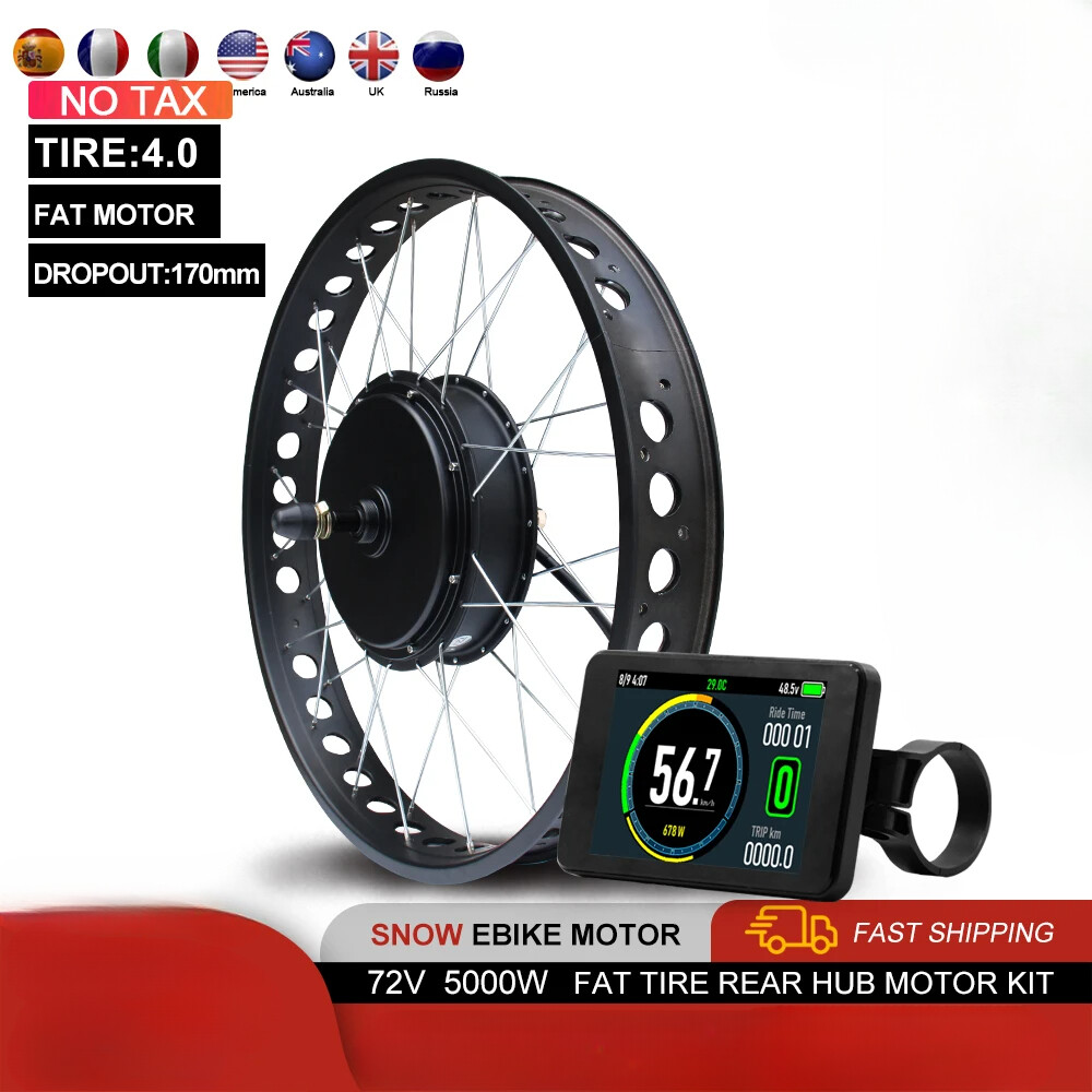 72V 5000W 20/24/26inch Rear Hub Motor Wheel for Snow E-bike Conversion Kit