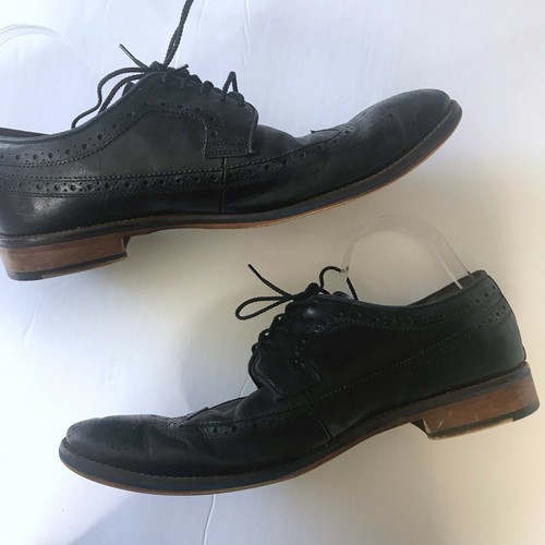 Johnston & Murphy Men's Size 11.5 Black Leather Wing Tip Oxford Dress Shoes - Picture 7 of 9