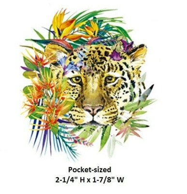 LEOPARD in FLOWERS 2-1/4'' x 1-7/8'' Pocket-sized iron on transfer (#109)