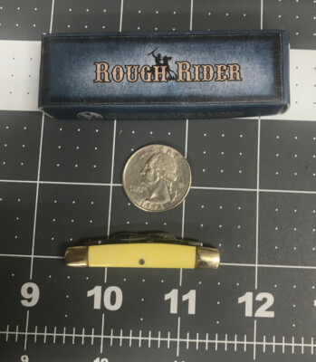 RR928 Rough Rider 4 BL Congress Yellow Synthetic Handles Miniature Pocket Knife