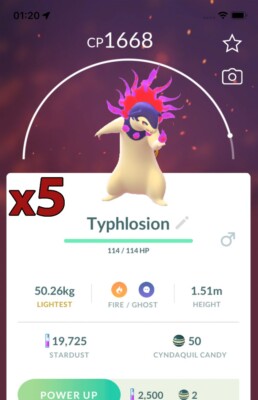 5x Hisuian Typhlosion Pokemon Bundle !! Good Chance of Lucky and Good IVs !! Go