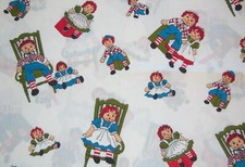 Vintage Raggedy Ann Andy Fabric Approx. 4 Yards RARE Woven Cotton Blend 31