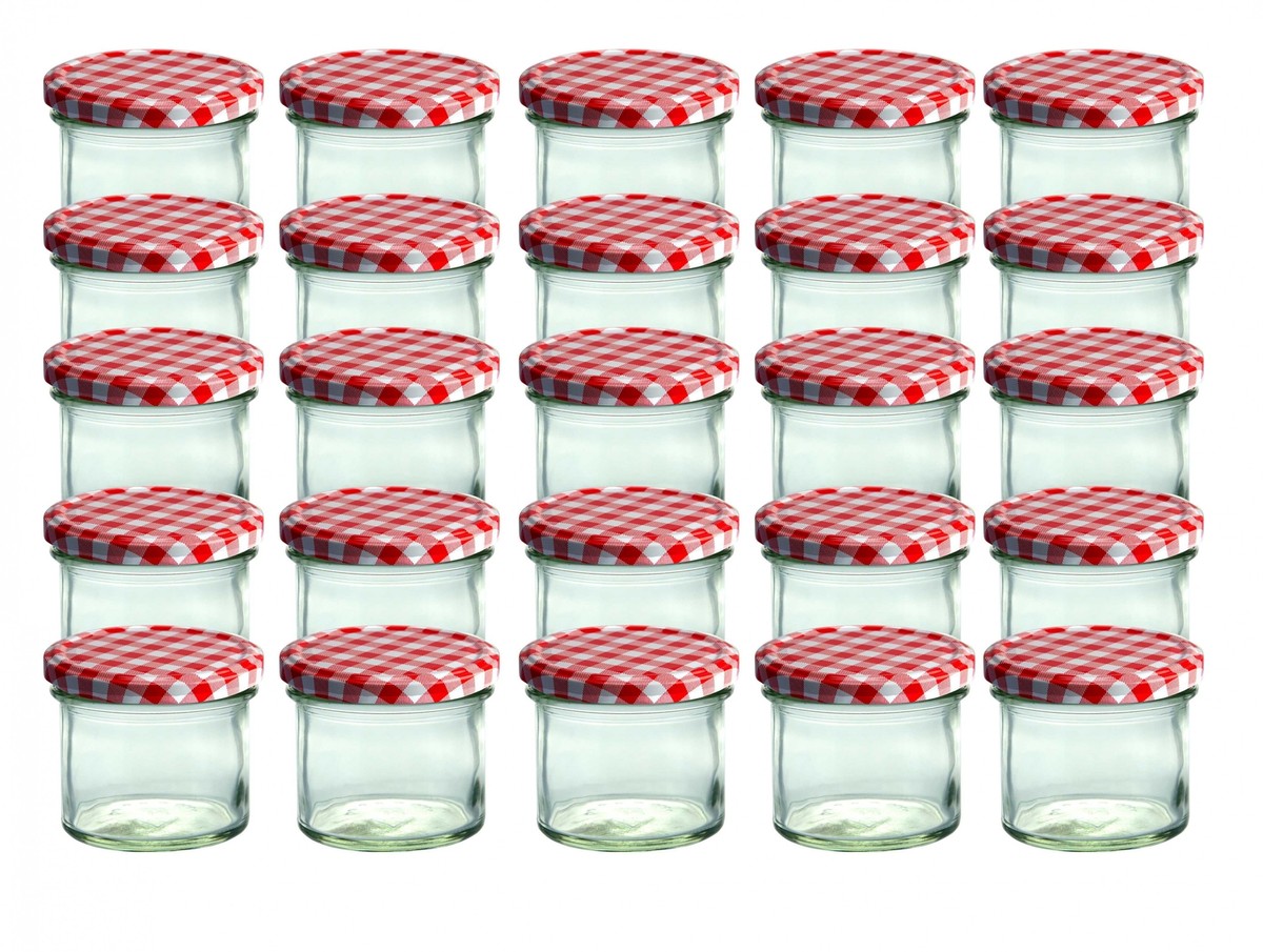 CapCro 25 Sturzgläser 125ml Marmeladenglas Einmachglas Einweckglas roter Deckel