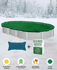 12'x18' Oval Above Ground Winter Pool Cover + 4x8 Air Pillow + Winterizing Kit