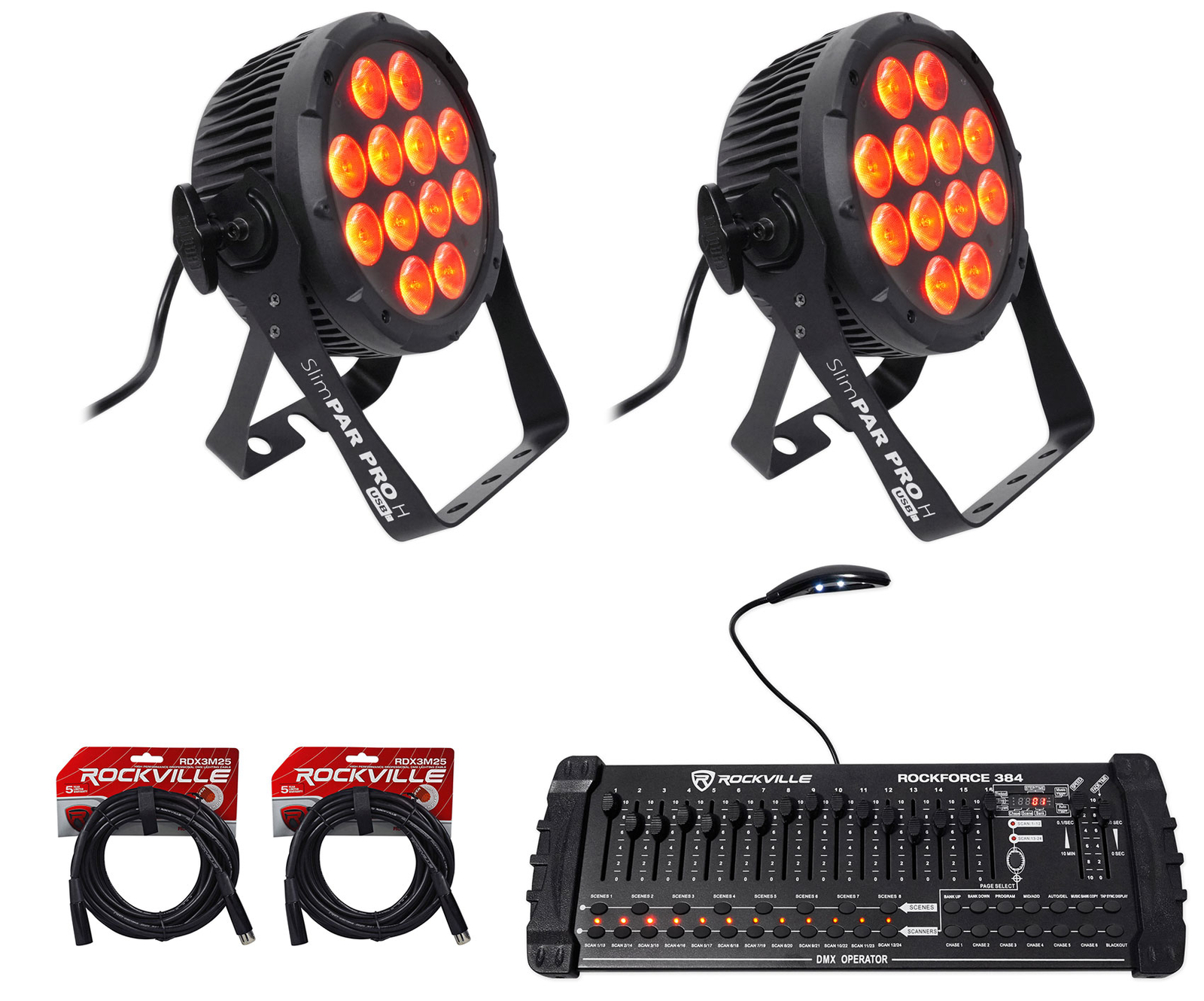 2) Chauvet DJ SlimPar Pro H USB D-Fi RGBAW + UV Par Может мыть фары + DMX-контроллер