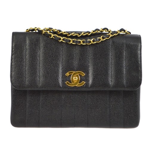 Chanel Black Calfskin Mademoiselle Straight Flap Shoulder Bag 191593
