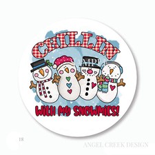 Chilling with Snowmen Christmas Scrapbook Stickers Holiday Favors Envelope Seals