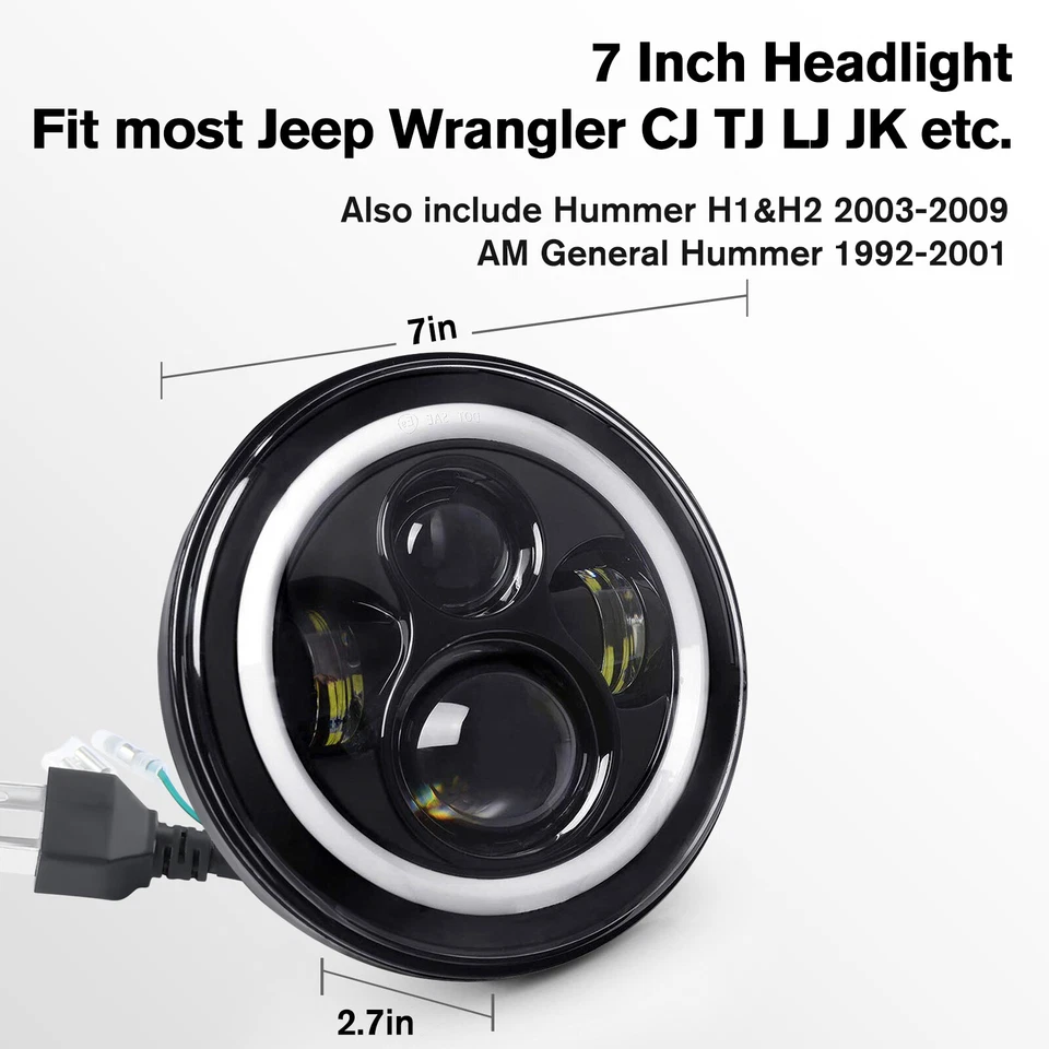 Par de faros LED de 7 pulgadas azules DRL haz alto/bajo aptos para Chevrolet Bel Air 1953-1957 Foto 2 de 4