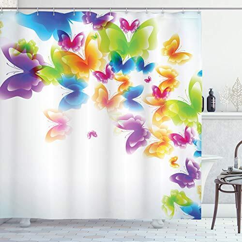 Cortina de Ducha Mariposa, Grupo de Mariposas Banda 69" W x 70" L Verde Amarillo - Imagen 1 de 4