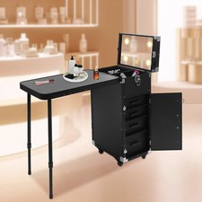 Makeup Train Case, Rolling Cosmetic Storage Organizer, Travel Cosmetic Organizer