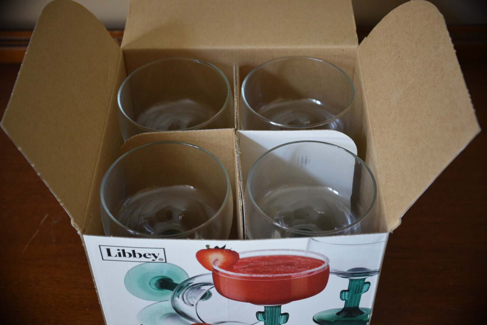 NOS Vintage Retro Libbey Glass Company Cactus Margarita Glasses | New In Box