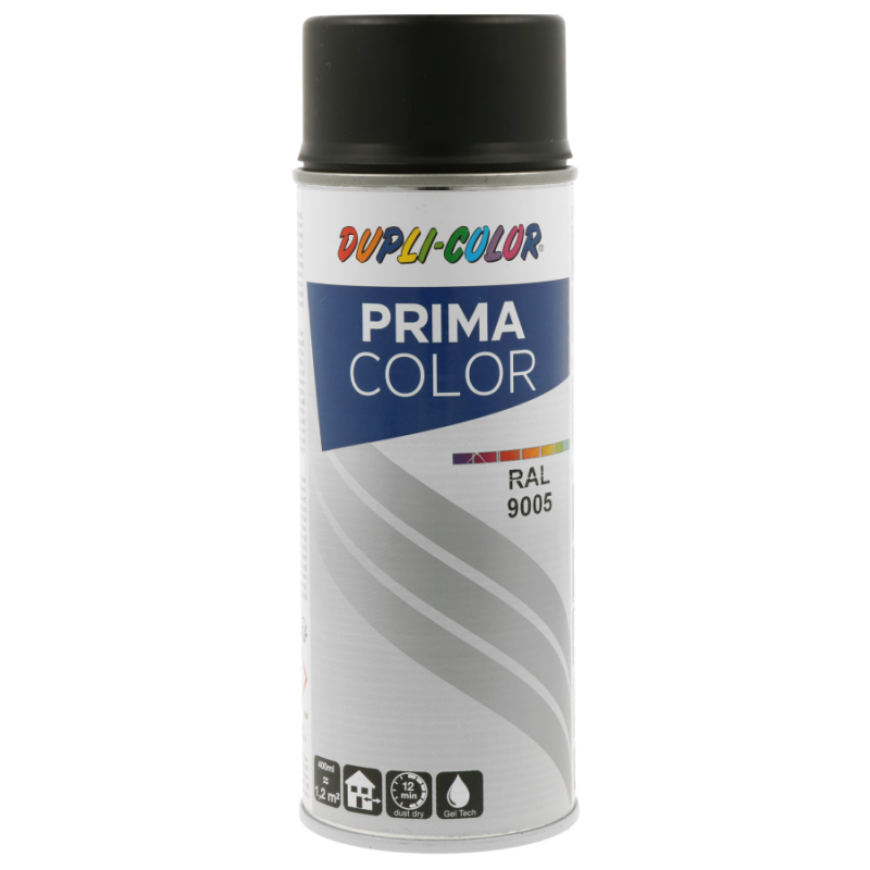 Bombe de peinture acrylique - Noir - RAL 9005 - Mate - Tous supports - Prima Col