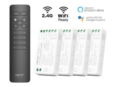 MiBoxer 4 Zonen Funk LED Dimmer + Fernbedienung Single Color oder CCT WiFi Ready