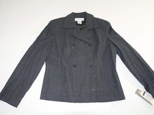 Jones New York Women's Double Breasted Blazer Jacket Size 14 NWT Charcoal Gray